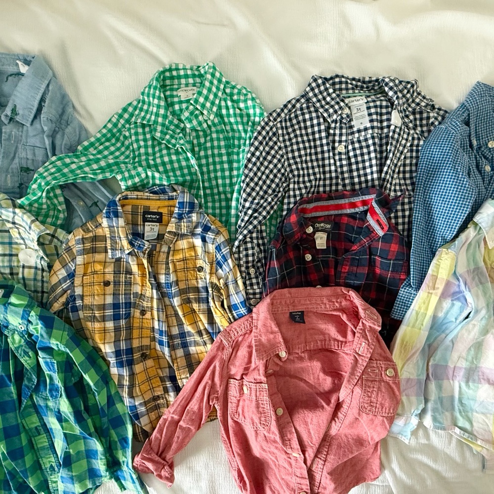 Lot of 10 3T Collared Button Down Shirts in various colors